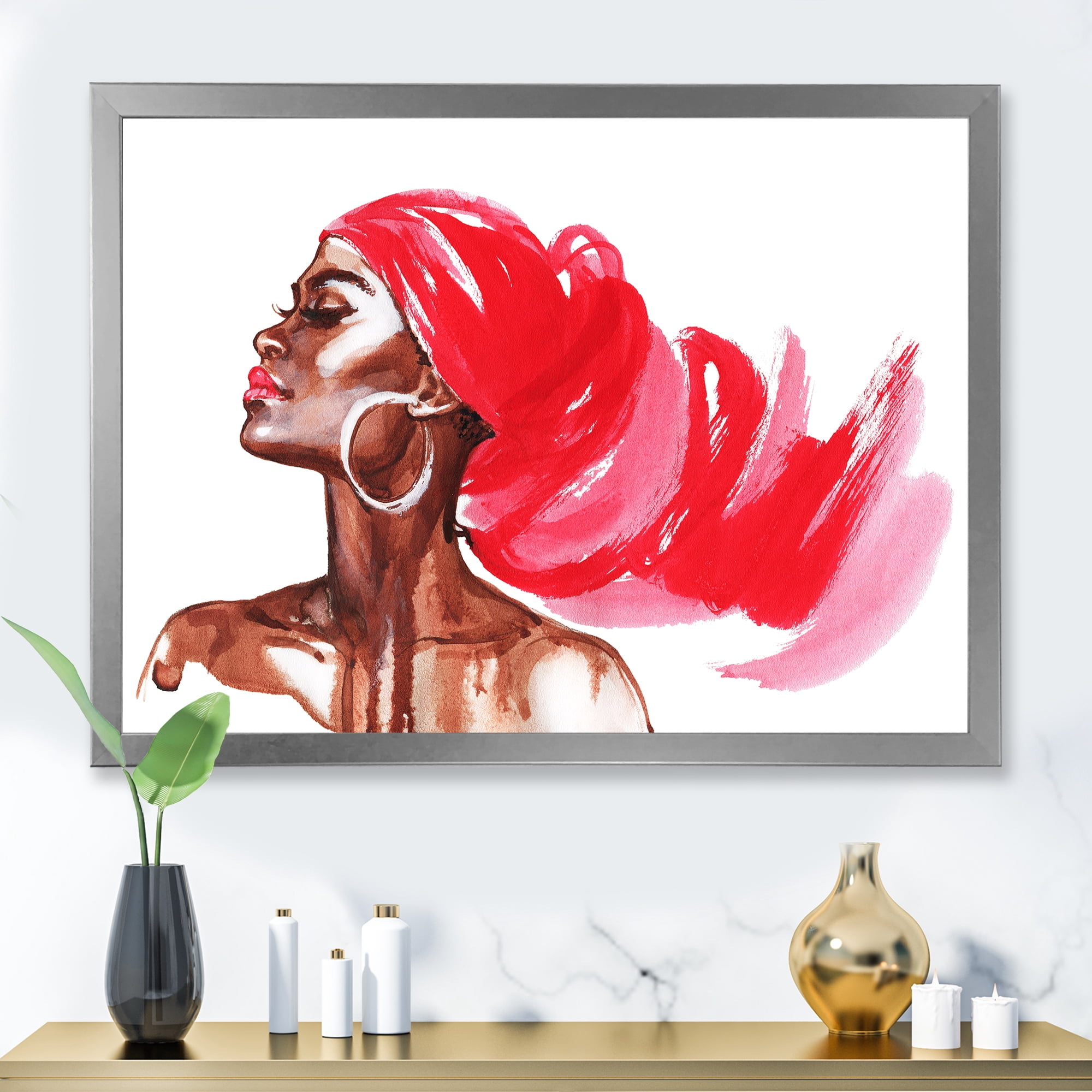 Designart 'Portrait of Afro American Woman IX' Modern Framed Art Print