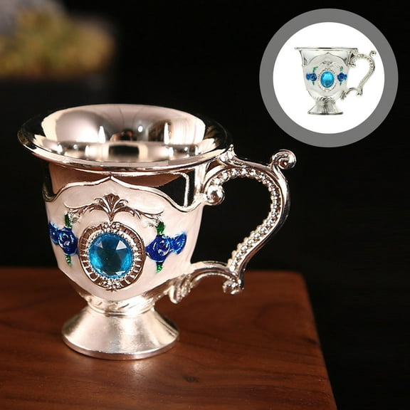 LEORX 1Pack Black Tea Cup Zinc Alloy Decorative Coffee Mugs for Dining Adults