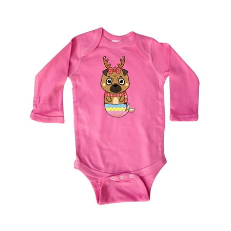 

Inktastic Pug Christmas Mermaid Gift Baby Boy or Baby Girl Long Sleeve Bodysuit