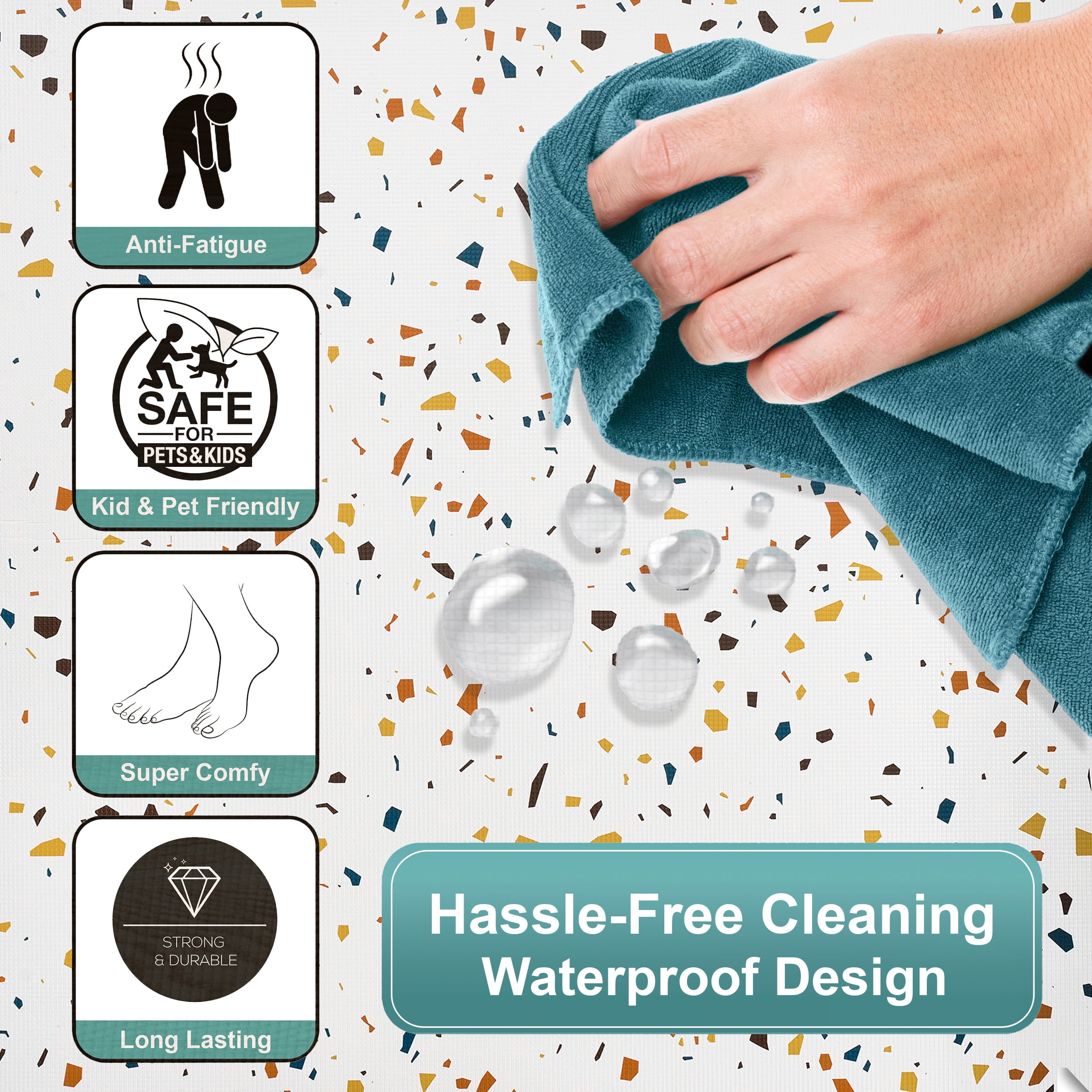 Sorbus Waterproof Foam Floor Tiles, 24 Tiles, 96 Sq Ft, Interlocking, Confetti