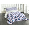 thumbnail image 3 of Ambesonne Evil Eye Quilted Bedspread Set 3 Pcs, Bead Shapes Checkered, King Size, Pale Pink Blue White, 3 of 5