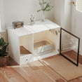 thumbnail image 3 of Cat Litter Box Enclosure Furniture Style, White Hidden  Cat Cabinet with Storage and Pet House, Fit Most of Litter Box, 3 of 9