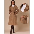 thumbnail image 2 of DARING DIVA Women's Long Faux Suede Fall Winter Trench Coat with Pockets L Brown, 2 of 6