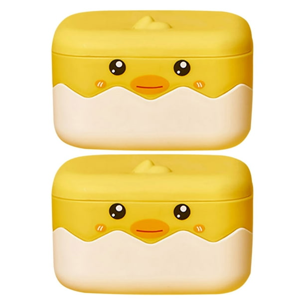 WORGEOUS 2 jaboneras de barra con tapa, escurridor de jabón de pato lindo, contenedor de plástico para jabón con tapa, caja de jabón desmontable para baño, ducha, hogar, camping, viajes