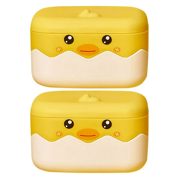 WORGEOUS 2 jaboneras de barra con tapa, escurridor de jabón de pato lindo, contenedor de plástico para jabón con tapa, caja de jabón desmontable para baño, ducha, hogar, camping, viajes