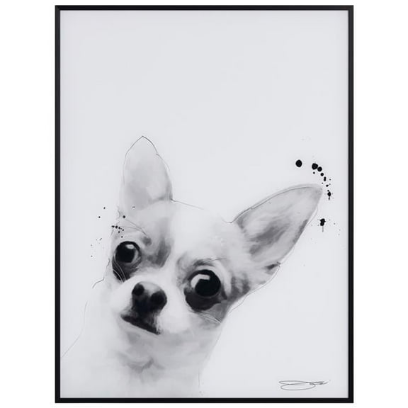 "Chihuahua" Pet Paintings on Printed Glass Encased with a Gunmetal Anodized Frame