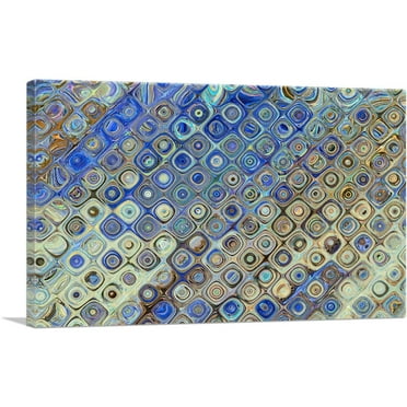 ARTCANVAS Blue Brown Tan Shapes Modern Rectangle Canvas Art Print - Size: 26" x 18" (0.75" Deep)