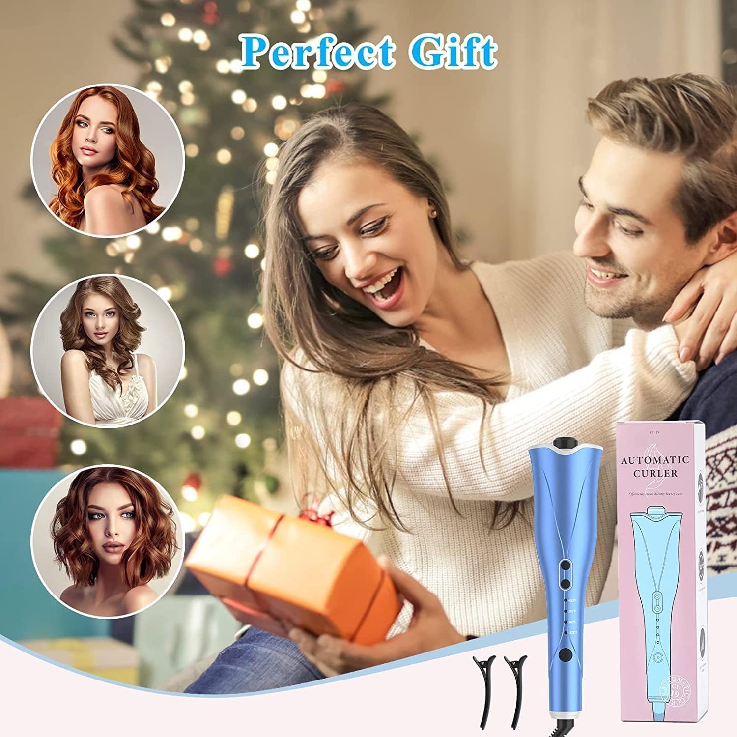 Automatic Hair Curler with 4 Temperature & 3 Timer Settings, Auto-Rotating Ceramic Curling Iron with Anti-Tangle & Anti-Scald Design
