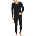 thumbnail image 5 of Rohuuque Men's Thermal Long Johns Set Solid Cotton Blend Thermal Set Lightweight Crew Neck Long Sleeve Comfort Underwear Black, 5 of 6
