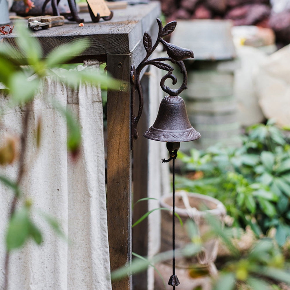 BESTYASH Brown Cast Iron Doorbell 1Pc Vintage Retro Wall Bell for Farmhouse Garden Outdoor Decoration