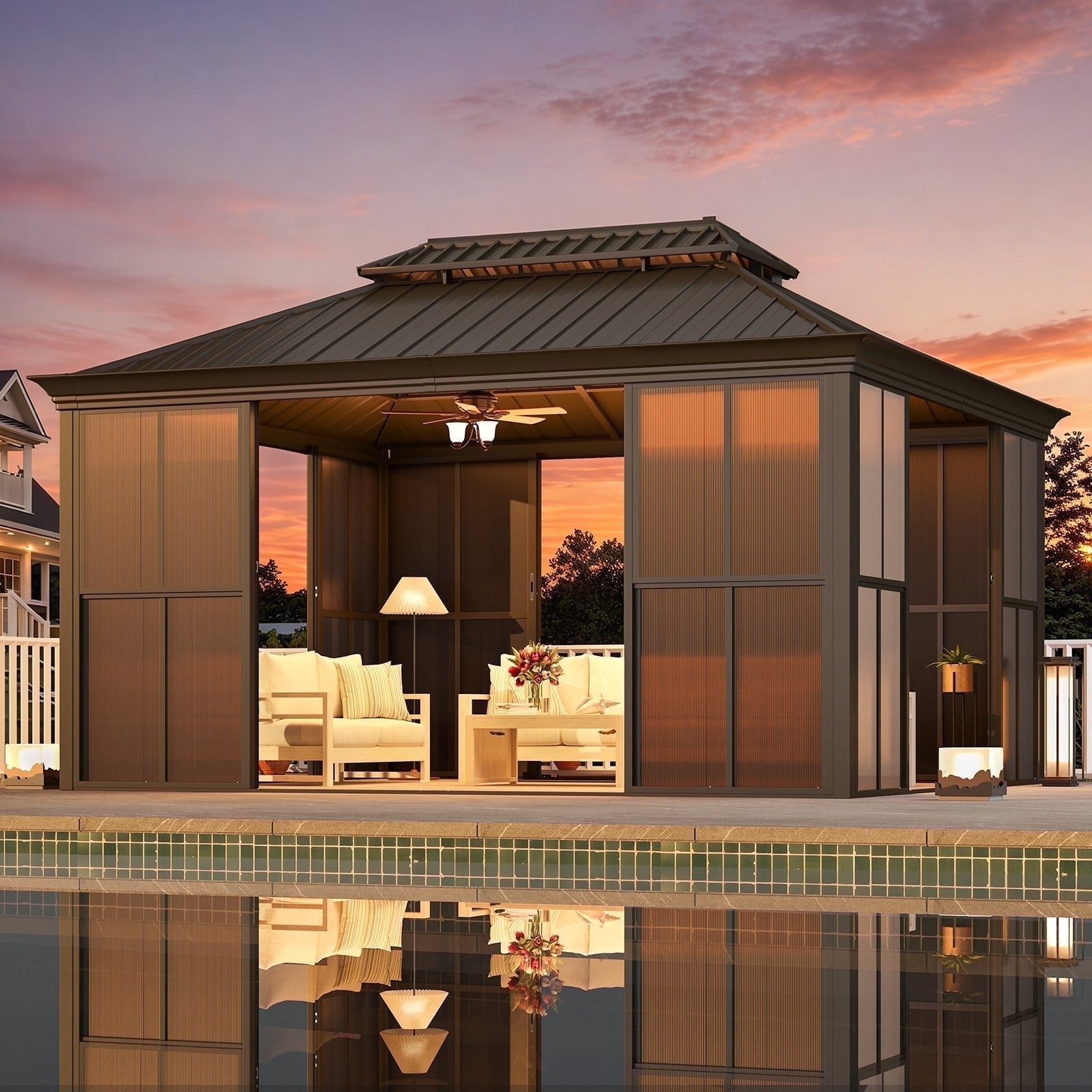 AutoCove 11x13 Durable Canopy Kit, Black Wood Carport & Gazebo