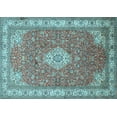 thumbnail image 1 of Ahgly Company Indoor Rectangle Medallion Light Blue Traditional Area Rugs, 7' x 10', 1 of 4