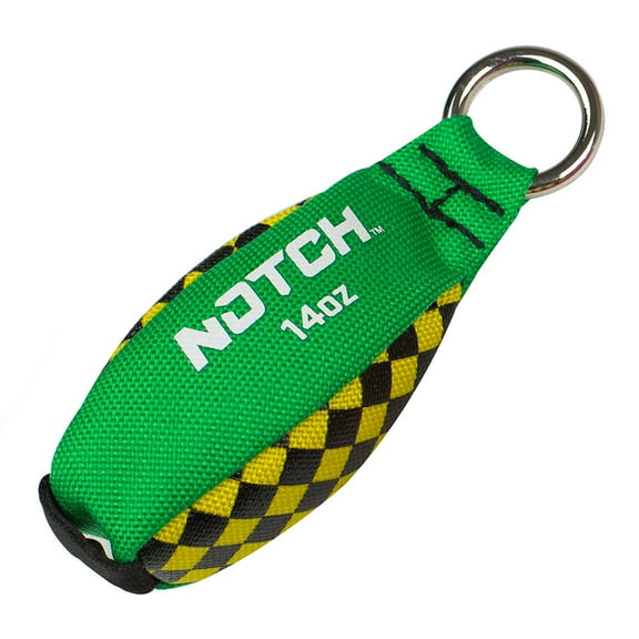 Notch Throw Weight 14oz for Line Setting, Extra-Stitched 1000 Denier Nylon Cordura, Hi-Viz Color Pattern, Welded Ring (NTW-14)