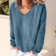 thumbnail image 2 of Breezora Women V Neck Long Sleeve Sweater Top Soft Warm Comfortable Loose Fit Casual Fall Winter Wear M Size Navy, 2 of 4