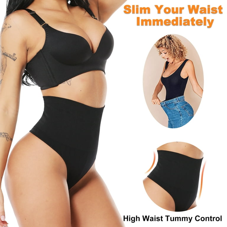 2 Pack Women's High Waist Tummy Control Shapewear Waist Cincher Girdle  Thong Panties Hip Lifter Seamless Body Shaper Underwear 