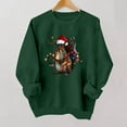 thumbnail image 4 of SYMOID Womens Green Christmas Sweatshirt with Squirrel Santa Hat & Lights - Long Sleeve Crew Neck, Relaxed Fit, 100% Polyester, Machine Washable (XS-XL),Size L, 4 of 5