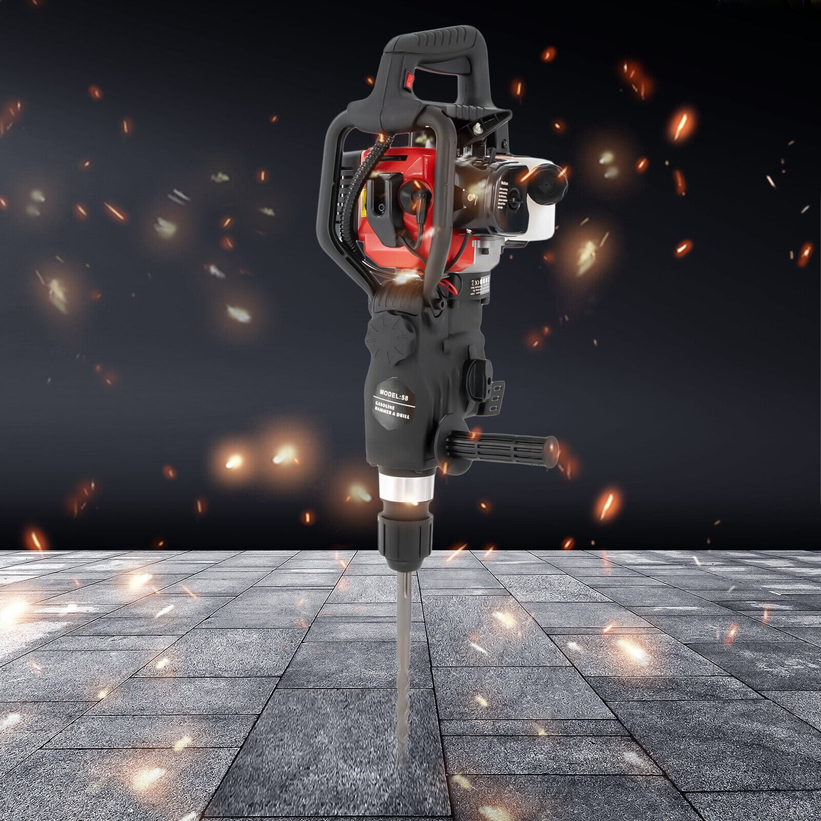DENEST 32.7cc 2 Stroke Gas Powered Demolition Jack Hammer Concrete Breaker Punch Drill