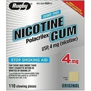Rugby Nicotine Gum, 4 mg, Sugar Free, 110 Count Pack of 3, Stop Smoking Aid