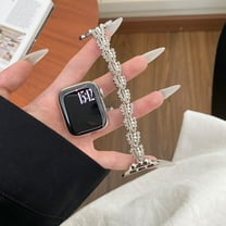 Bling Elastic Stretch Metal Bracelet Band with Diamond for Apple Watch 38/40/41/42mm(S10), Luxury Dressy Jewelry Strap for Women, for iWatch Series 10 9 8 7 6 5 4 3 2 1 SE Ultra, Silver