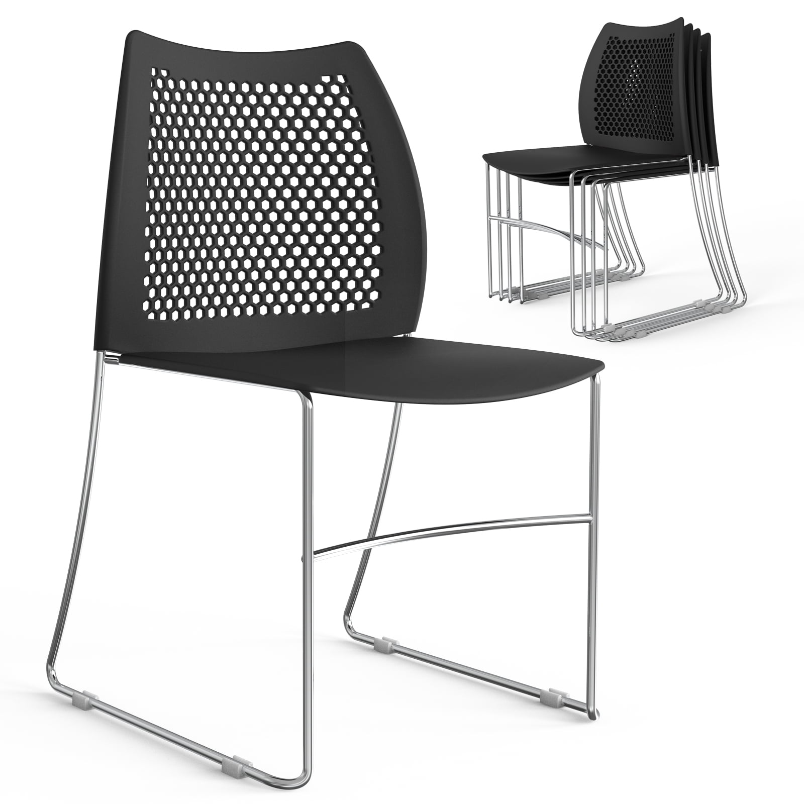 Olio Designs Lola Stacking Arm Chair with Casters, Light Grey