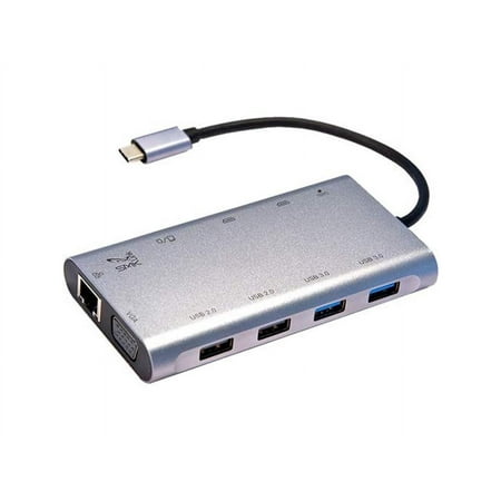 Smk Link - SMK-Link - USB-C - 100W Mini Docking Station - Multi-Stream Triple Video for Notebooks - Silver