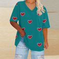 thumbnail image 2 of Plebaso T-Shirts Grande Taille pour Femmes Col en V Manches Courtes Imprimé Blouses d'Été Décontractées Amples, 2 of 4