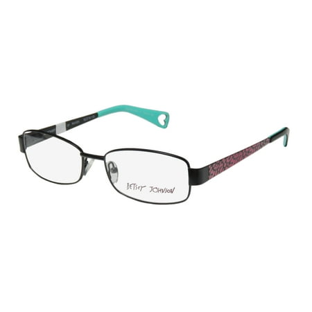 Betsey Johnson Black Charms New Betsey Johnson Mischief Womens/Ladies Designer Full-Rim Black / Pink Cheetah Print Stunning Hip In Style Frame Demo Lenses 52-16-135 Spring Hinges Eyeglasses/Eyewear ()
