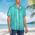 thumbnail image 3 of Sikiie Turquoise Wooden2 Print Men's Hawaiian Shirt, Summer Beach Button Pocket Short Sleeve T-Shirt,Small, 3 of 7