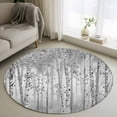 thumbnail image 2 of Gray Grey Forest Round Area Rug 4ft, Grey Modern Art Oil Painting Washable Non-Slip Circle Rugs for Bedroom Living Room Kitchen, Soft Non Shedding Circle Carpet for Dining Room Dorm, 2 of 9
