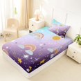 thumbnail image 2 of Manfei Kawaii Rainbow Twin Fitted Sheet, Bling Stars Galaxy Print Bedding, Blue Purple, 2-Piece, 1 Fitted Sheet and 1 Pillowcase, 2 of 6