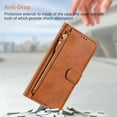 thumbnail image 6 of Dteck for iPhone 12 Pro Max Case for Women, Crossbody Wallet Phone Case with Card Holder, PU Leather Magnetic Closure Flip Zipper Strap Wallet Phone Case,Brown, 6 of 8