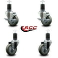 thumbnail image 2 of 3.5 Inch Gray Poly Wheel Swivel 1-5/8 Inch Expanding Stem Caster Set 2 Brakes, 2 of 2