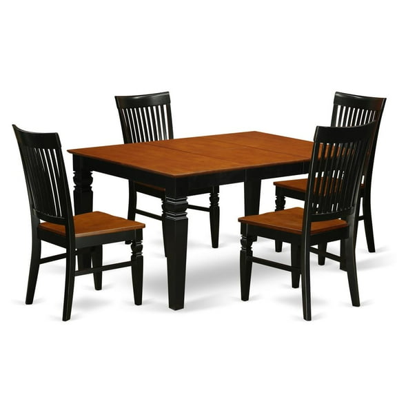East West Furniture Dining Room Set Black & Cherry, WEST5-BCH-W