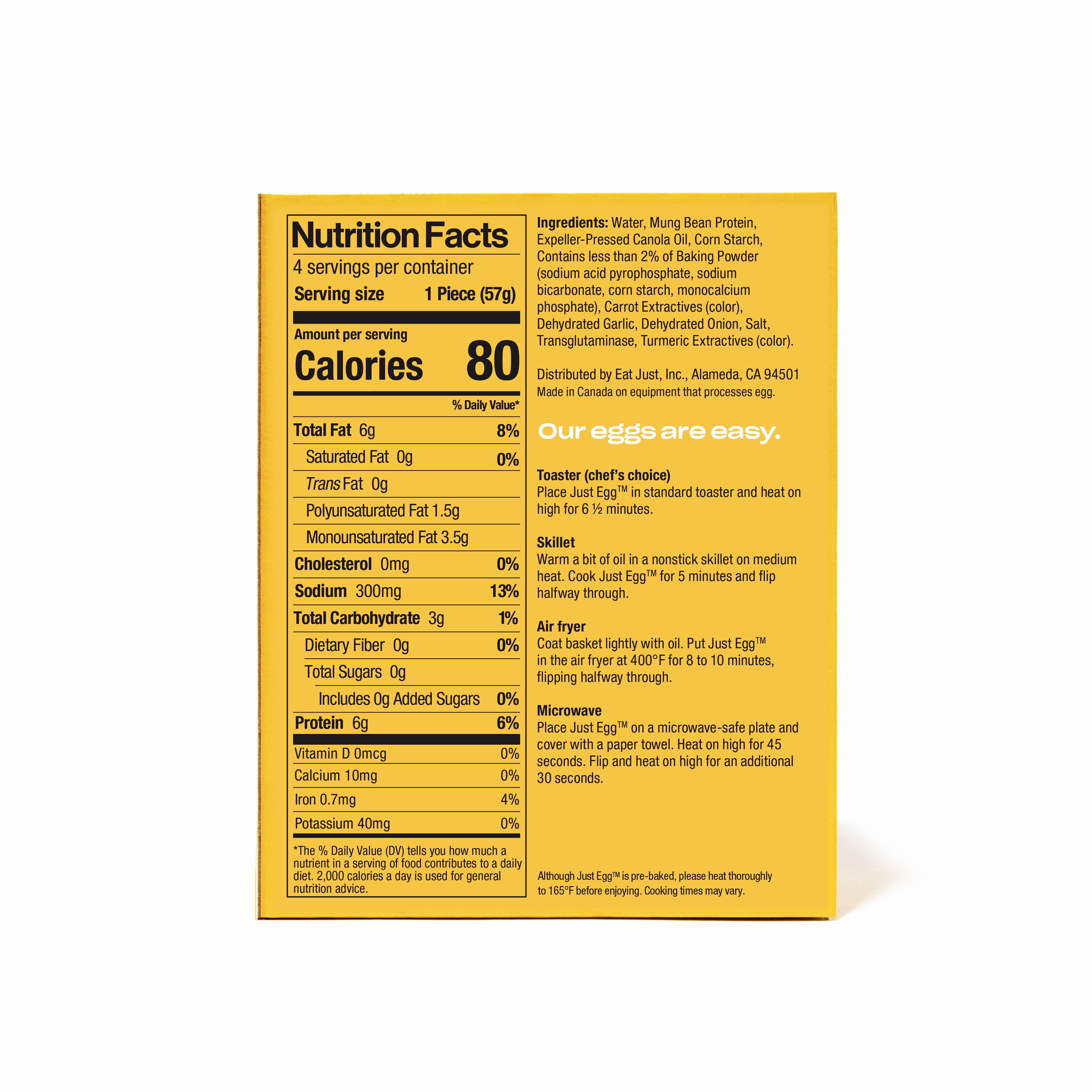 Just Egg Folded, Plant-Based Egg, Non-GMO, Egg-Free 4 Count, 8 oz