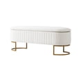 thumbnail image 4 of 50.5" Upholstered Storage Bench For End of Bed Entryway Bedroom Ottoman Ivory, 4 of 9