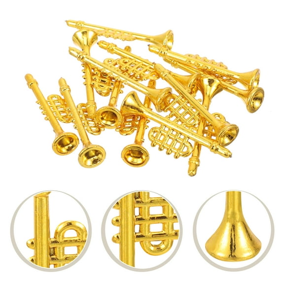 HONMEET 10pcs Golden Musical Notes Ornaments Music Themed Hanging Decor for Home Family Room Wall Decoration