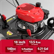 POWERSMART 18 Gas Push Lawn Mower with 144cc 4-Cycle OHV Engine,2-in-1 with Mulch and Side-Discharge, 5-Position Height
