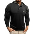thumbnail image 3 of Txeol Henley Hoodie Shirts for Men Casual Long Sleeve Pullover Fall Winter Hooded Sweatshirt with Pocket,Black,XXXL, 3 of 9