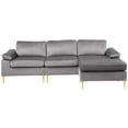 thumbnail image 5 of Maklaine Modern Velvet Cushioned Arms Sectional Sofa in Gray/Gold, 5 of 10