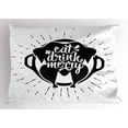thumbnail image 1 of Eat Drink and Be Merry Pillow Sham, Modern Doodle Style Grunge Noel Inspiration Hand Drawn Art, Decorative Standard Size Printed Pillowcase, 26 X 20 Inches, Black and White, by Ambesonne, 1 of 2