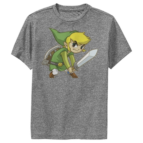 Boy's Nintendo Legend of Zelda Spirit Tracks Link Performance Graphic Tee Charcoal Heather Small
