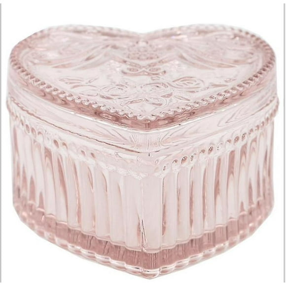 Gift boxes tins love heart shape crystal glass candy cup living room candy jar dried fruit plate sugar bowl pink (HTOOQ)