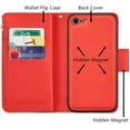thumbnail image 3 of Case for iPhone 7 Plus iPhone 8 Plus, Glossy PU Leather 9 Card Slots Magnetic Closure Detachable Wrist Strap Zipper Wallet Shockproof Removable Back Cover Case - Red, 3 of 16