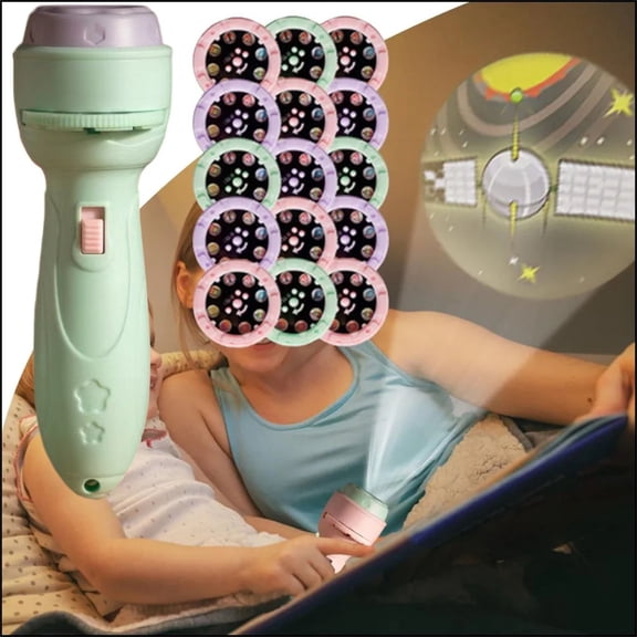 11inch Educational Projection Flashlight for Family Fun, Handheld Projector with Multiple Patterns for Bedtime Stories