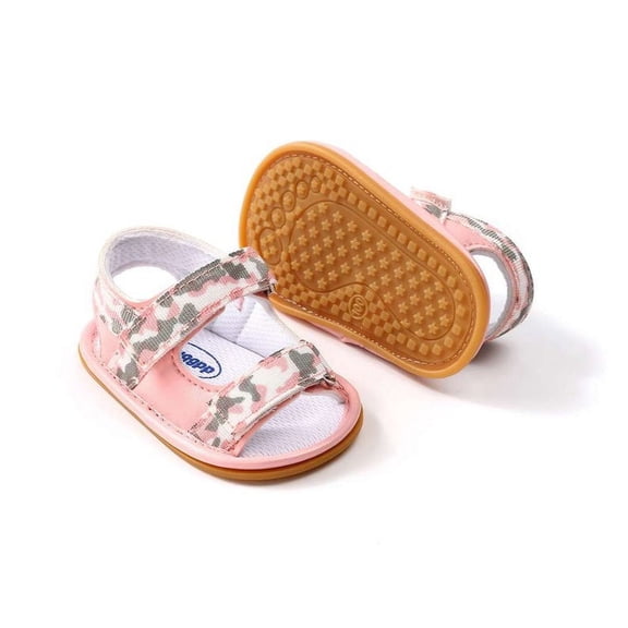 Baby Girl Pink Camouflage Sandals Hard Sole 6-12M Size 3