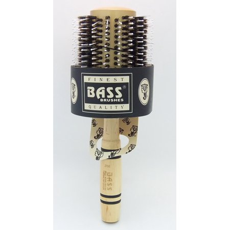 Extra large Professional Thermal Hot Curl Brush - Wild Boar / Nylon Light Wood Handle Bass Brushes 1 Brush