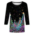 thumbnail image 4 of Christmas 3/4 Length Sleeve Womens Tops Fall Tops 2025 Cotton 3/4 Sleeve Shirts Graphic Pack White Blouse Plus Size 4X, 4 of 4