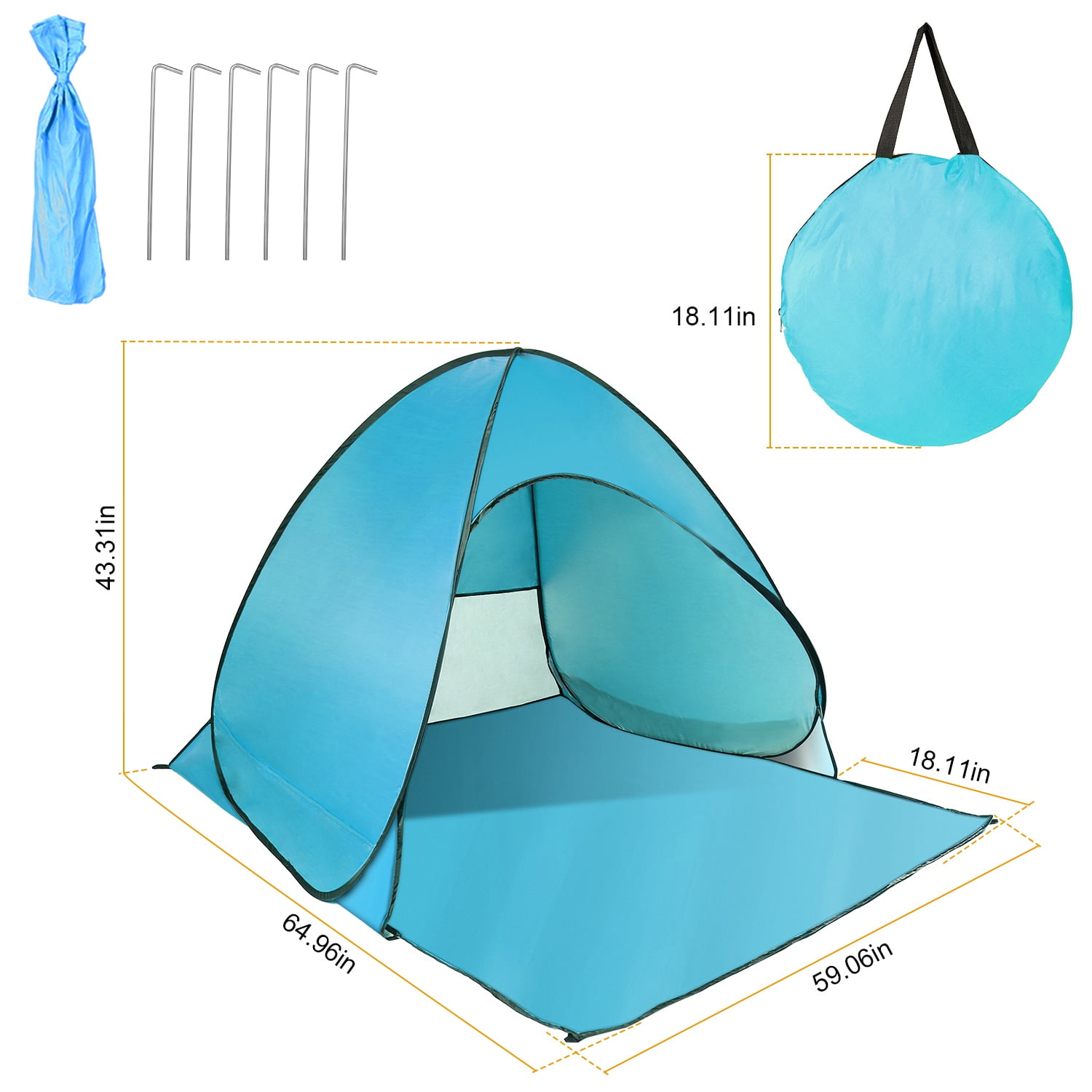 2-3 Person Pop up Beach Tent, iMountek Sun Shelter, Portable Waterproof Fishing Camping Tent with Carry Bag, Green