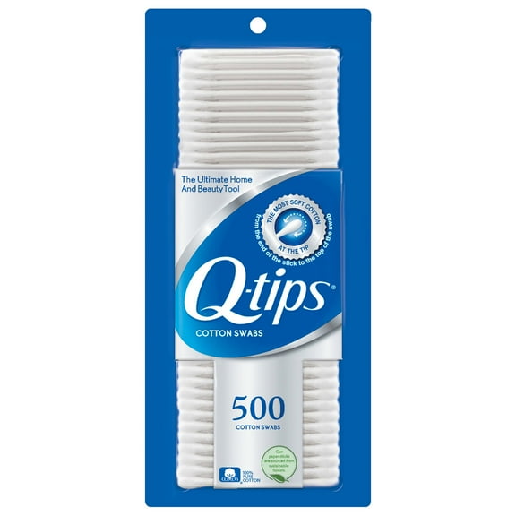 Q-Tips Cotton Swabs 100% More Pure Soft Cotton - 500 Count Pack of 3