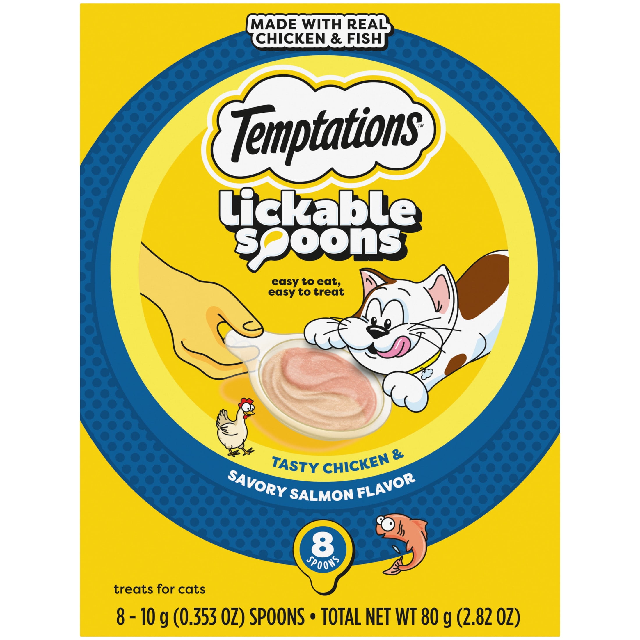 (2 pack) Temptations Lickable Spoons Wet Cat Treat,  Chicken And Savory Salmon, 10 G, 8 Ct
